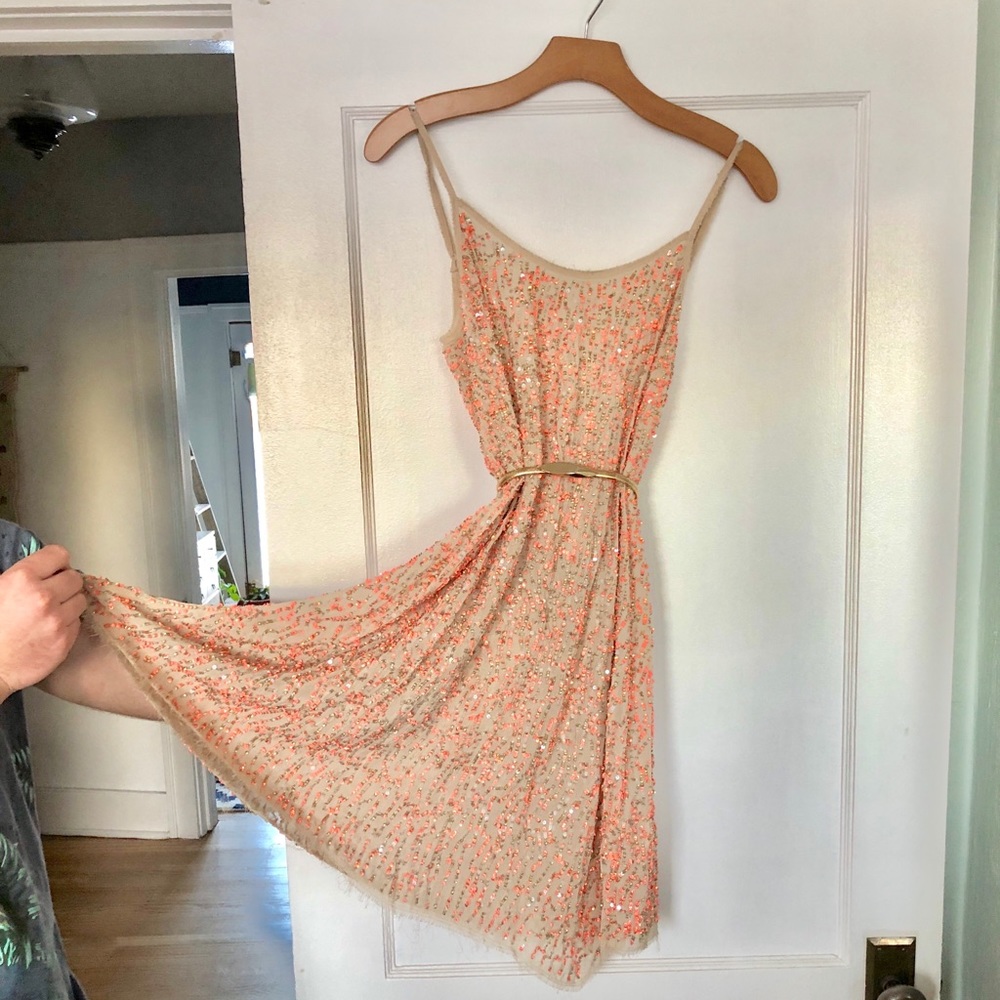 All Saints Oil Vest Dress in Coral Size 0